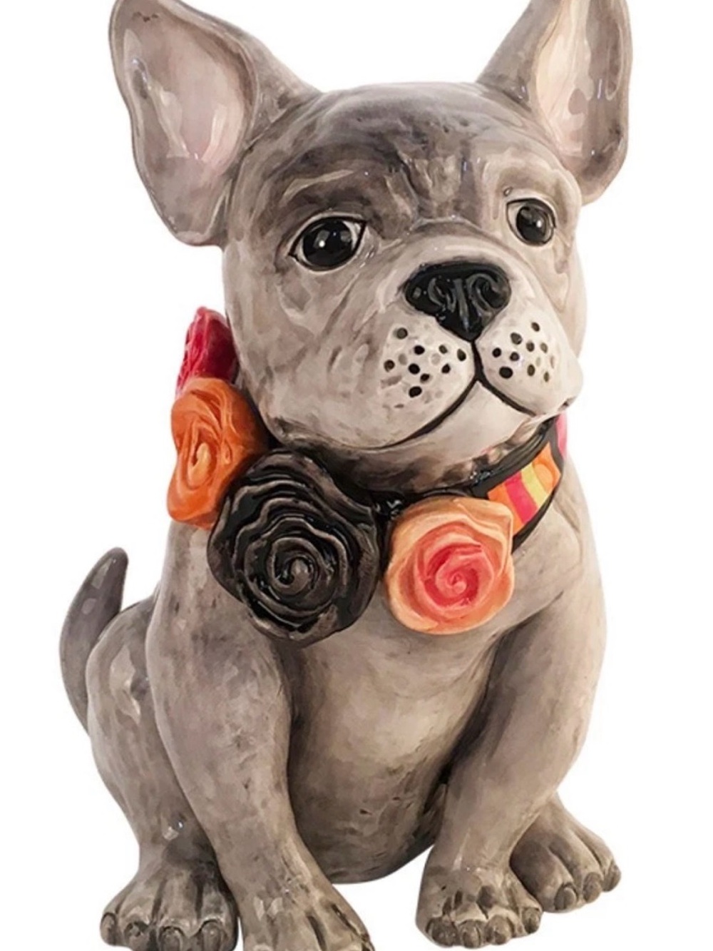 Bandito 21057 Frenchie French Bulldog Fall Rose Bow Blue Sky Ceramic Figurine